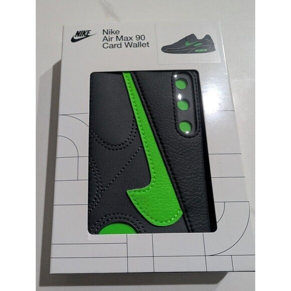 Nike Air Max 90 Icon Men’s Card Wallet Black Anthracite Lime Green - Picture 2 of 7